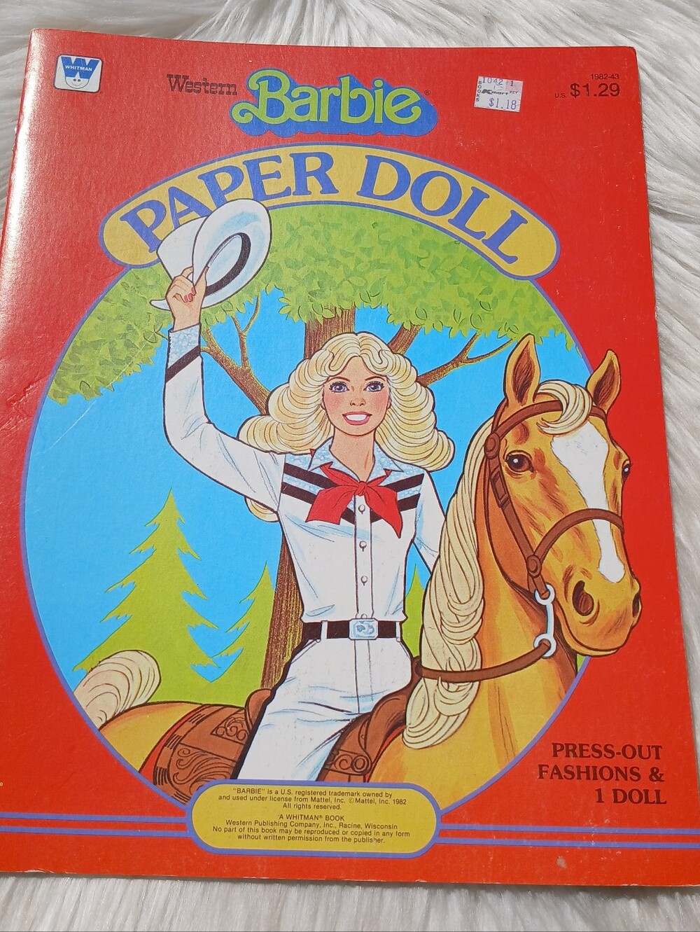 Vintage Western Barbie Paper Doll & Horse 1982 80s 1980s Toy Mattel Uncut vtg